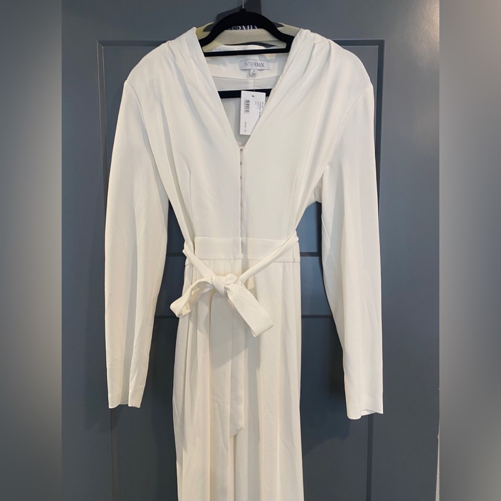 Intermix gorgeous tie front white jumpsuit